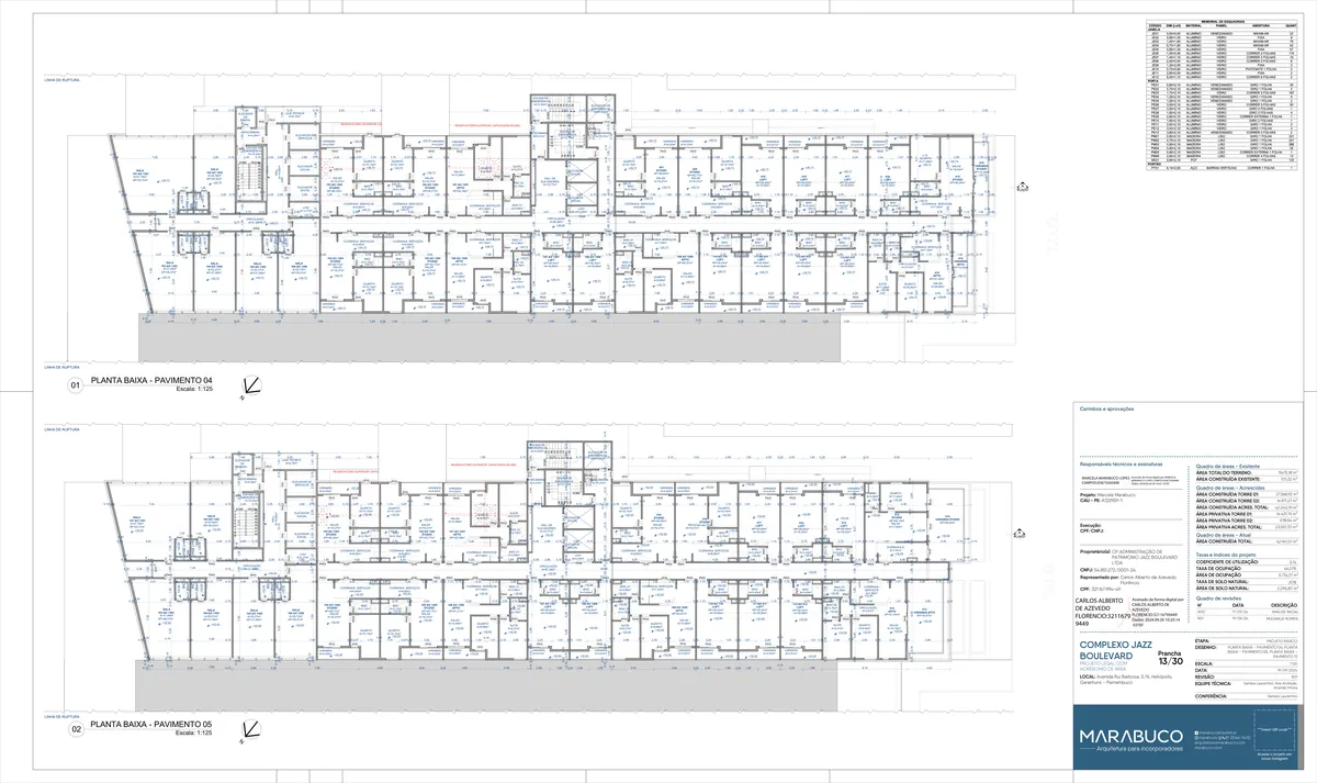 Planta do pavimento — Pavimentos 4–5