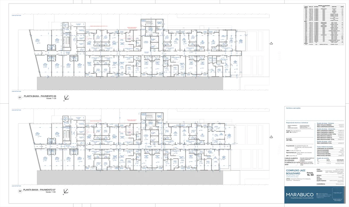 Planta do pavimento — Pavimentos 6–7