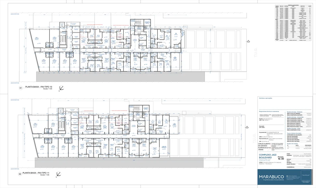 Planta do pavimento — Pavimentos 10–11