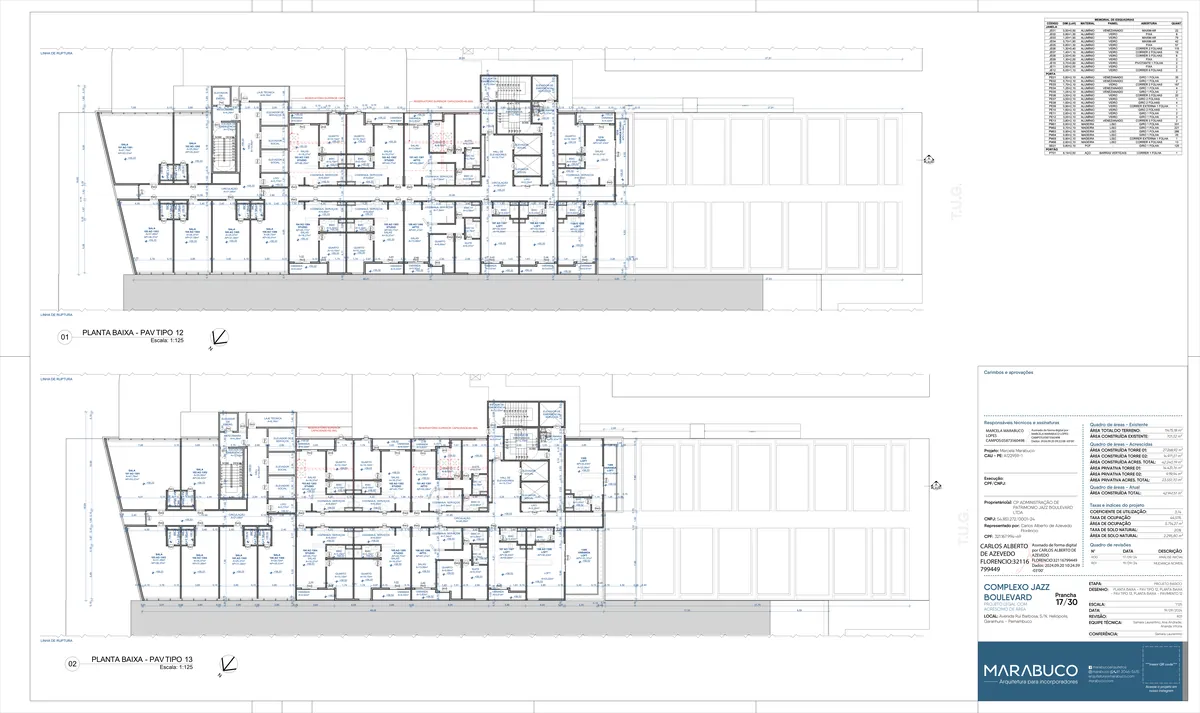 Planta do pavimento — Pavimentos 12–13